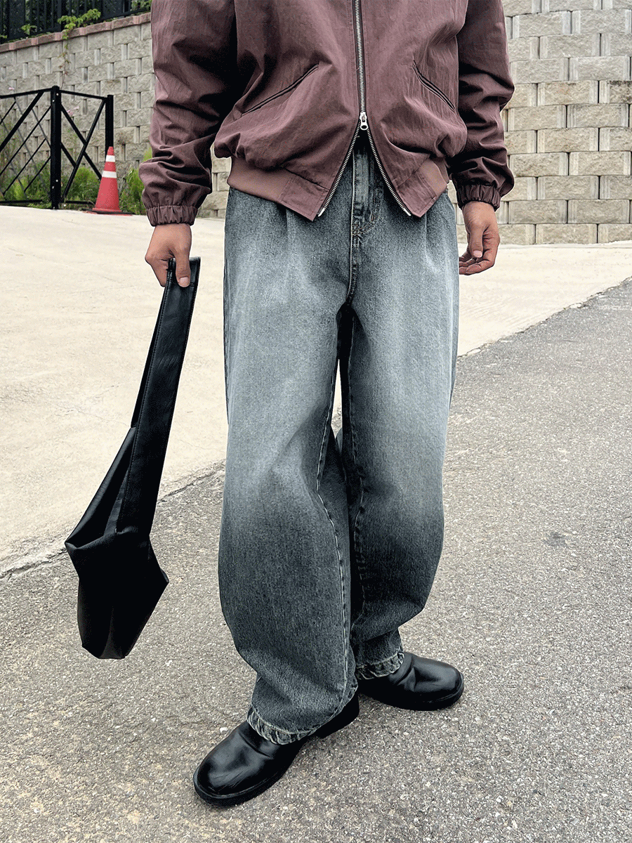 [아슬라추천] Laska greyish tuck denim (1color)