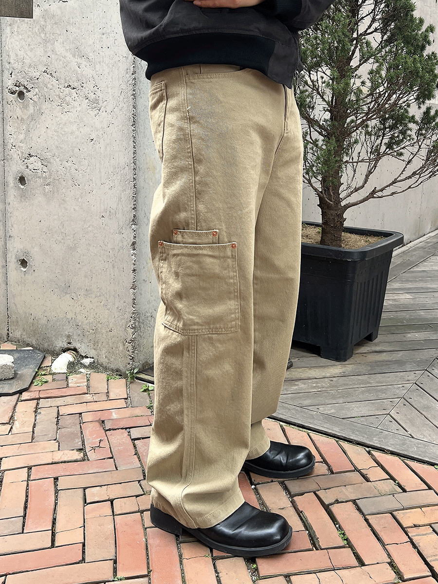 [ in Osaka / 세미와이드 ] Rivet pocket semi wide denim (3color)