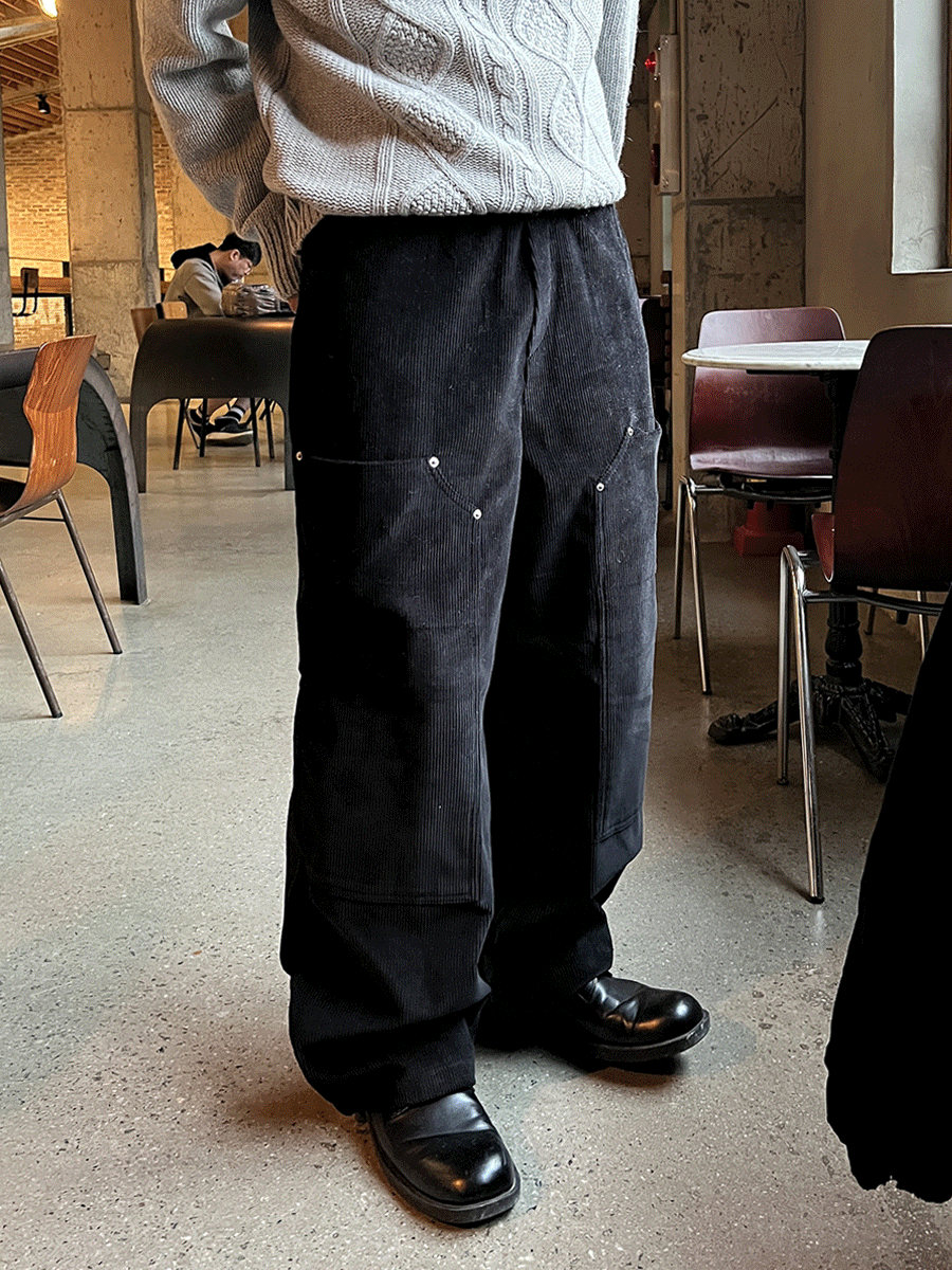 [ 활용도 / 아슬라추천 ] Corduroy rivet fatigue pants (3color)