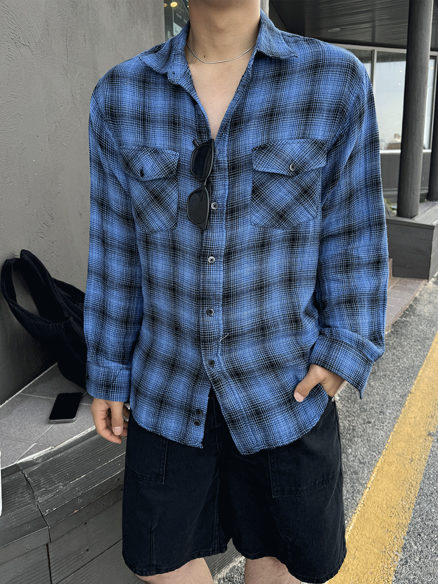 포티 투포켓 체크셔츠 (2color)