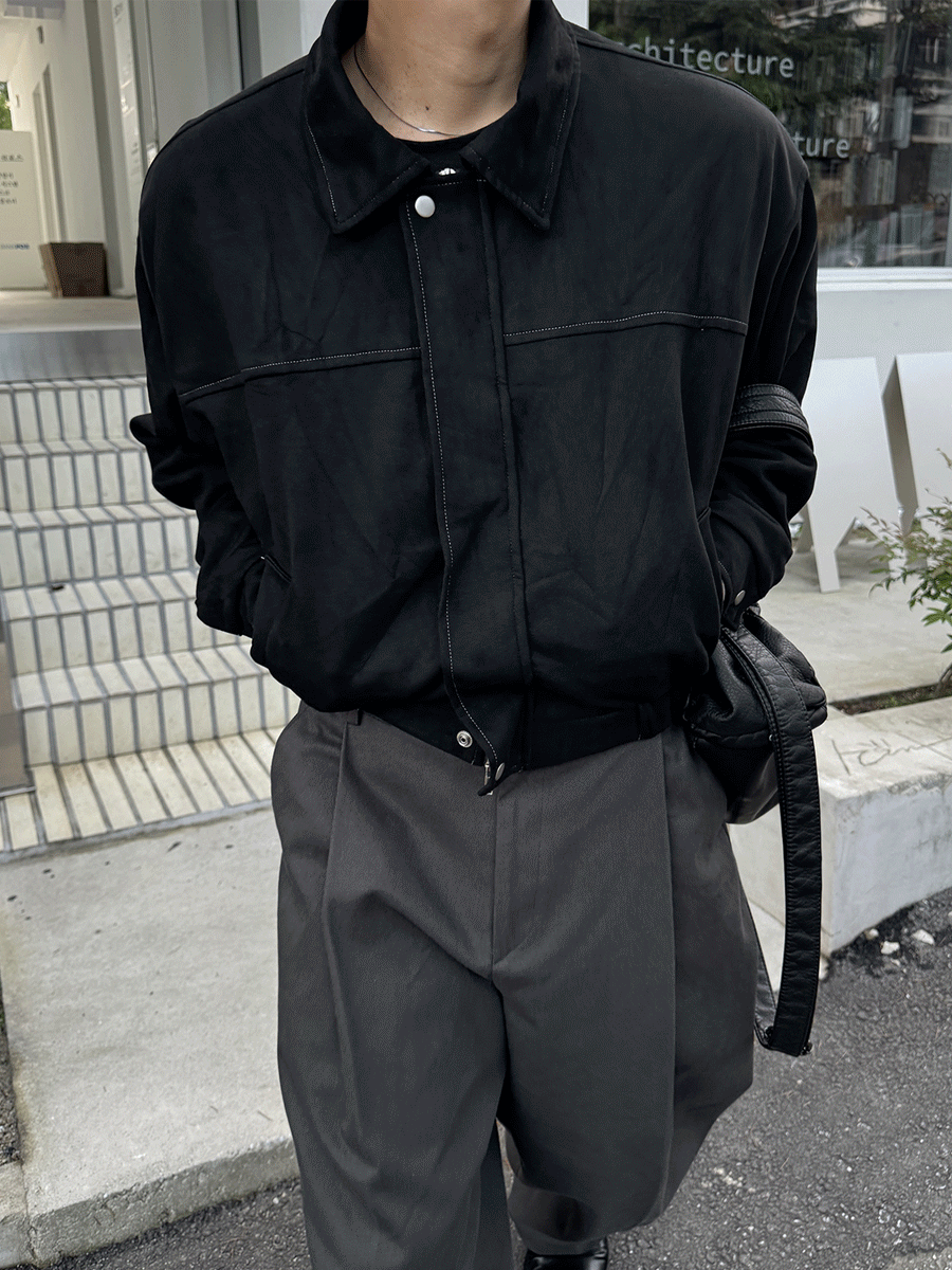 루프 스티치 크롭 스웨이드 자켓 (3color)