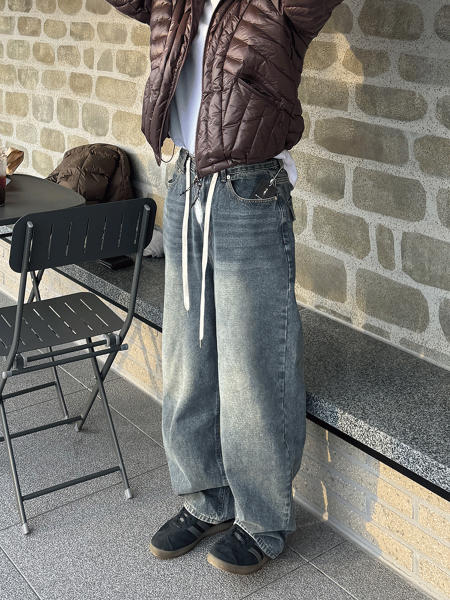 밀리 워시드 로프 와이드 데님 (2color)