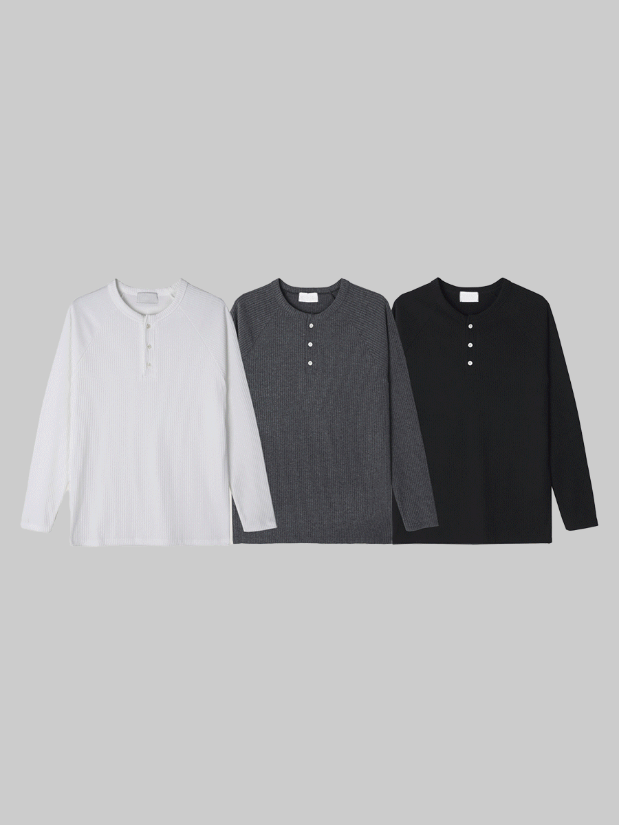 [문의폭주/기획] 브루 헨리넥 머슬 골지 니트티 (3color)