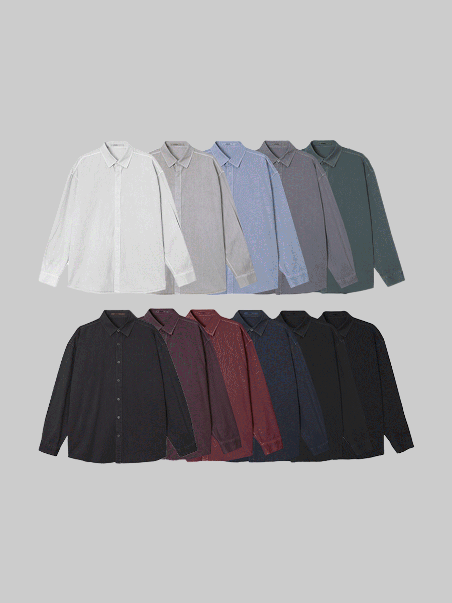 [사계절] 플로 피그먼트 오버핏 셔츠 (11color)