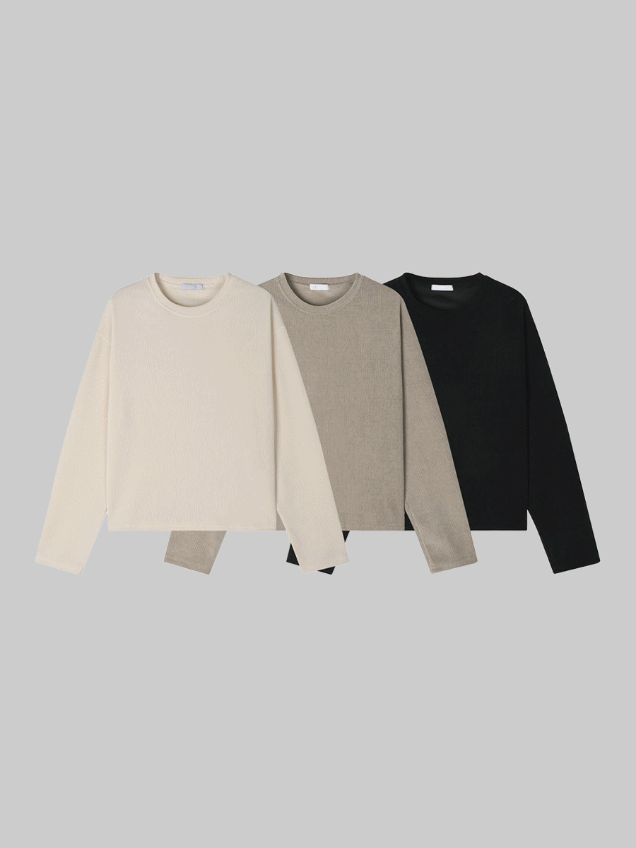 로아 와플 크롭 롱슬리브 (3color)