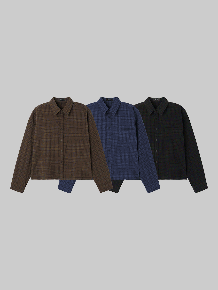 폴 크롭 체크 셔츠 (3color)