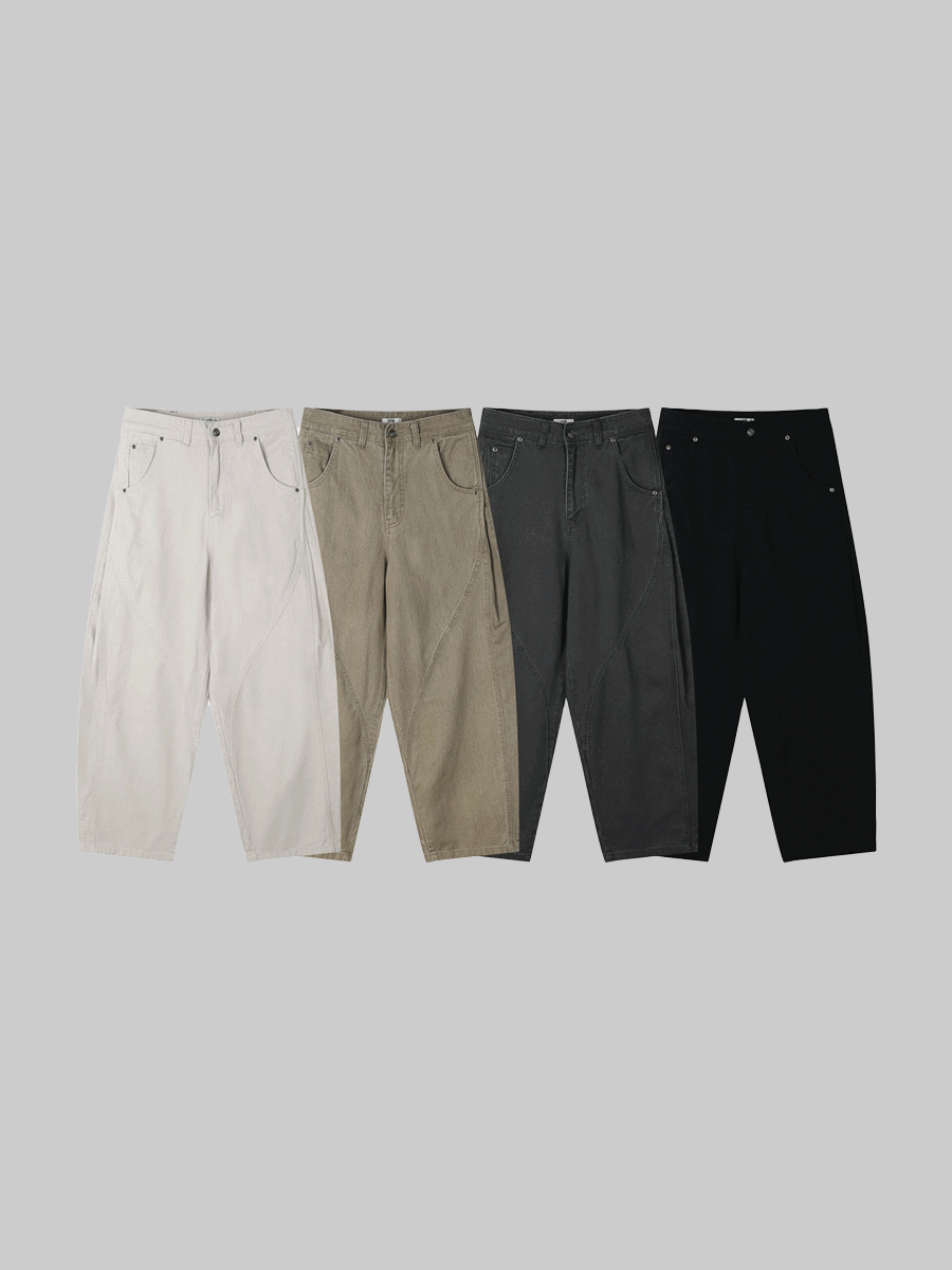 웨버 커브드 카치온 절개 팬츠 ( 4color )