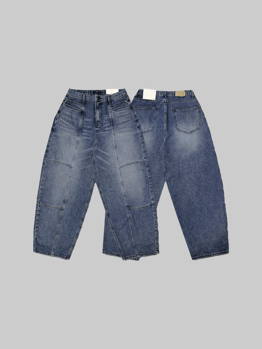 럼 더블포켓 와이드 벌룬 데님 (1color)