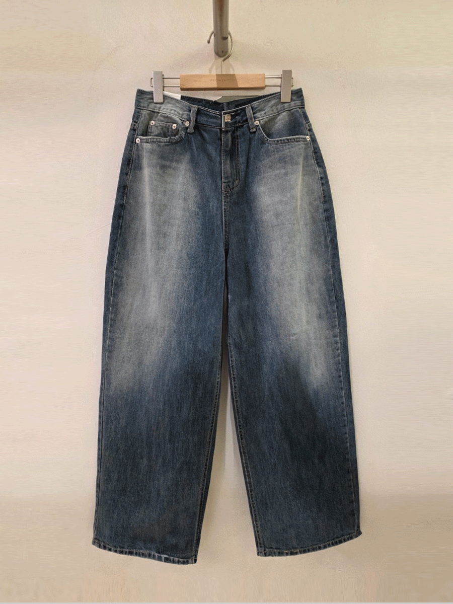 노드 빈티지 워싱 와이드 데님 (1color)