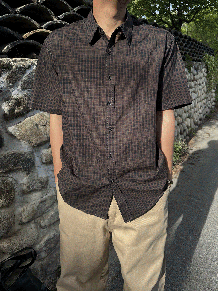 마틴 체크 반팔 셔츠 (3color)