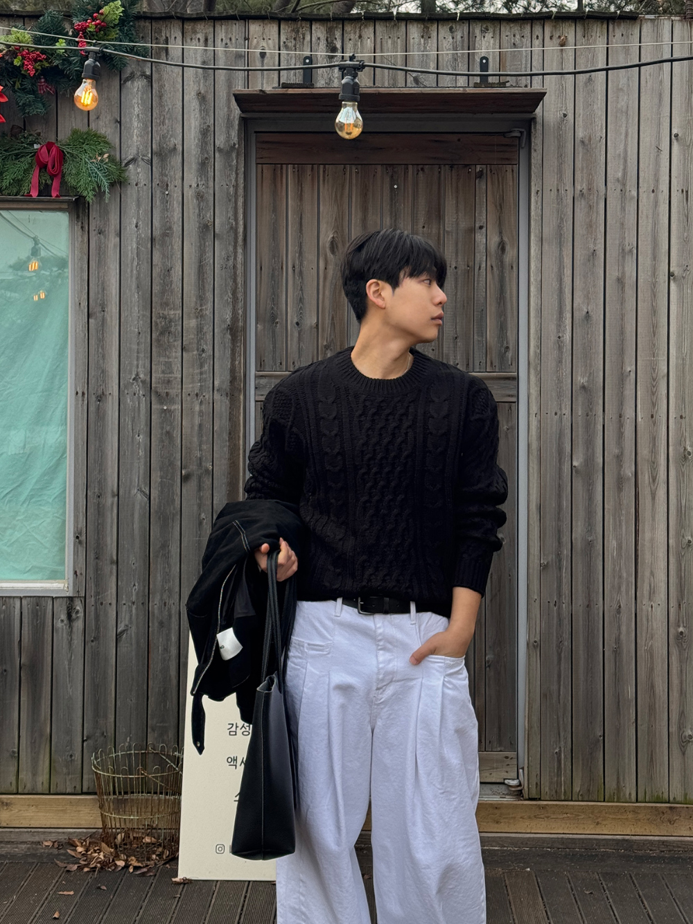 긴팔 티셔츠 모델 착용 이미지-S1L79