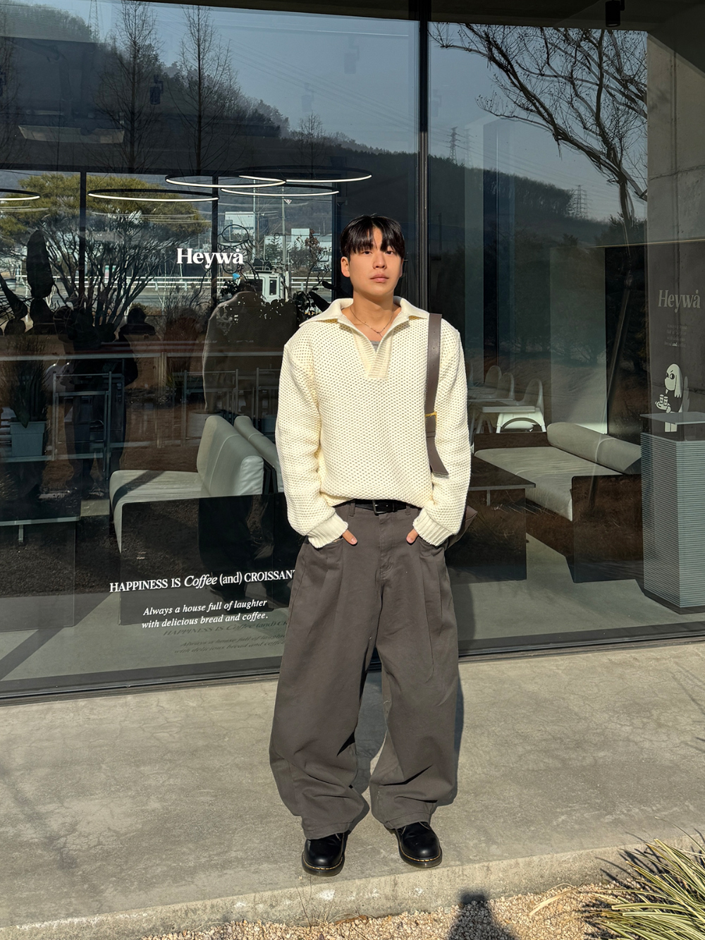 긴팔 티셔츠 모델 착용 이미지-S1L45