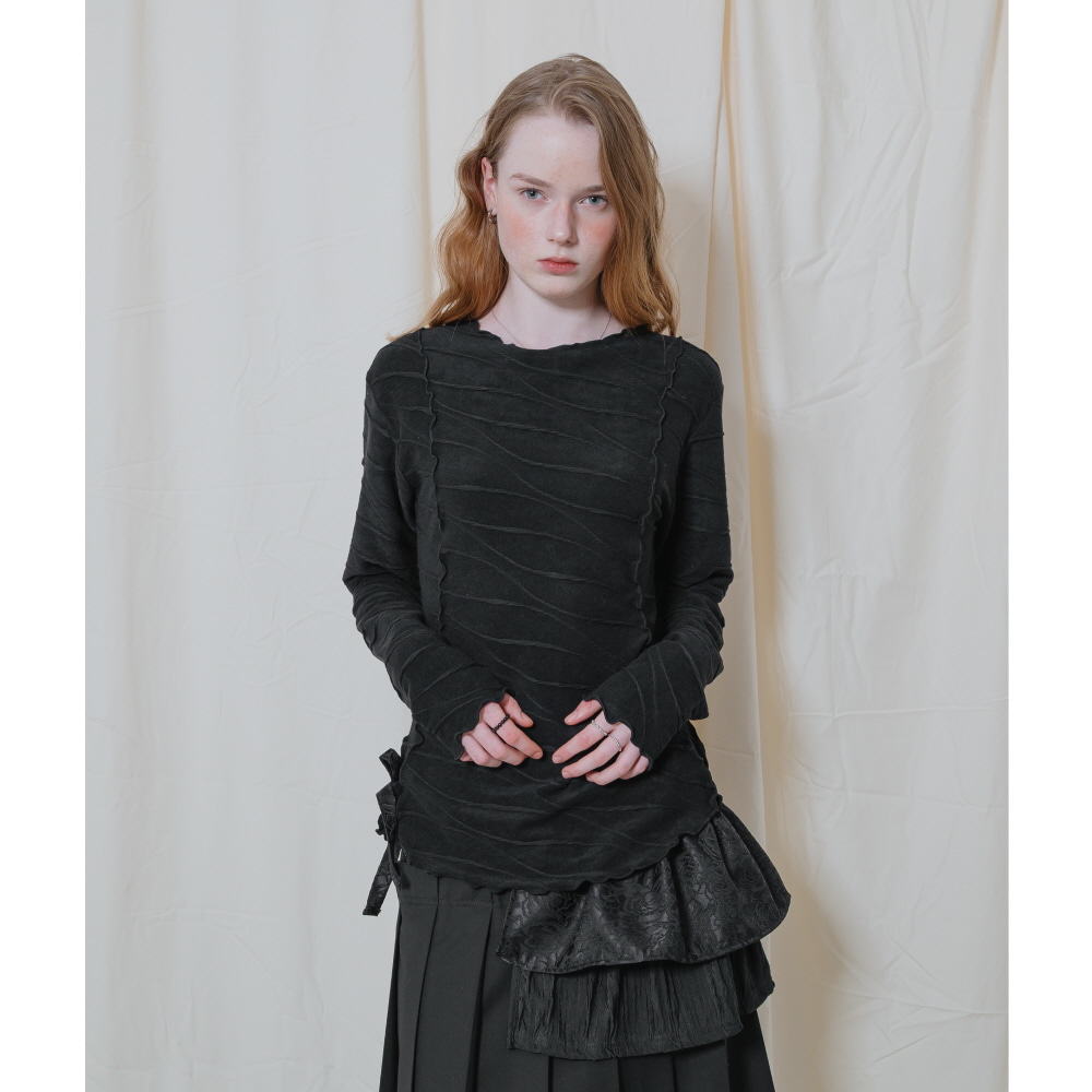 Ruffle Line Long Sleeve Black - 테레루