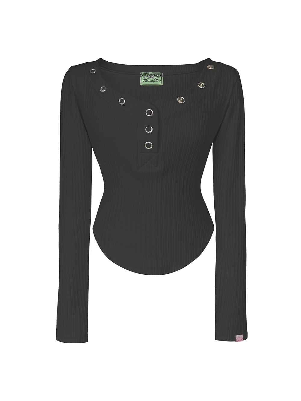 MUSINSA公式 | PLEASENOFOLLOW Bunny Snap Button Top ( Ver.1 ) (Black)