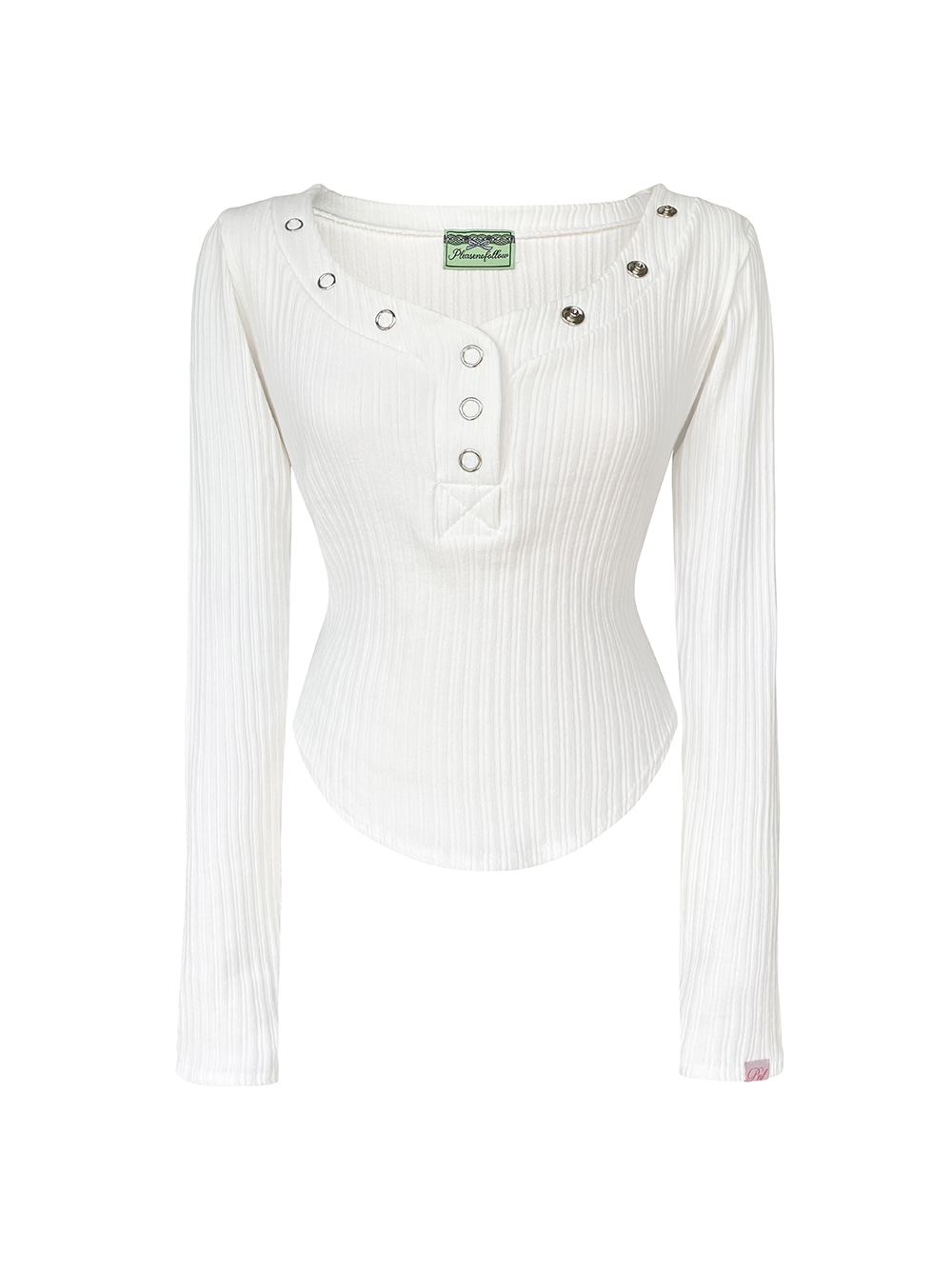 MUSINSA公式 | PLEASENOFOLLOW Bunny Snap Button Top ( Ver.1 ) (White)