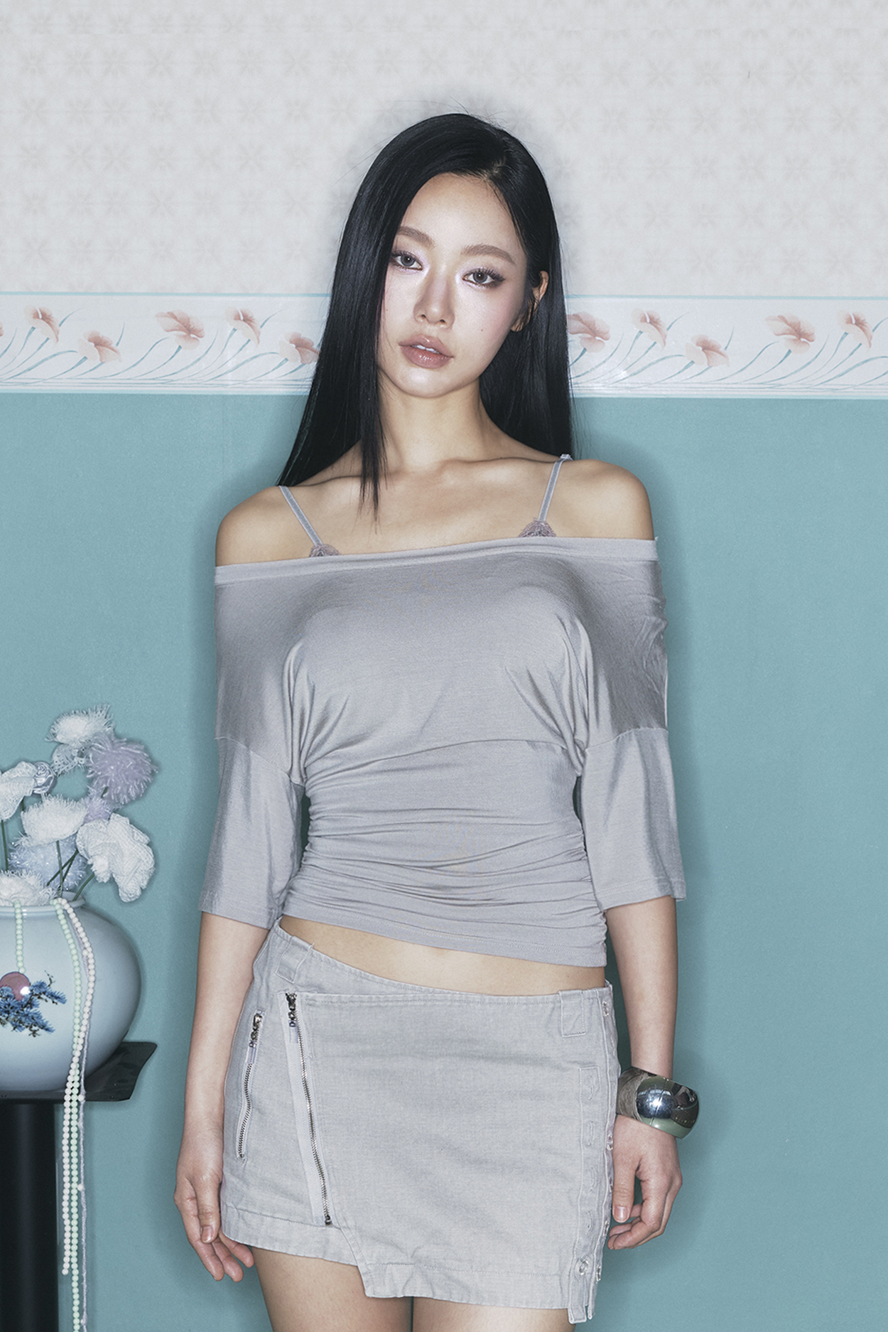 PLEASENOFOLLOW FLORA LACE SLEEVELESS TOP - 9 COLORS GREY