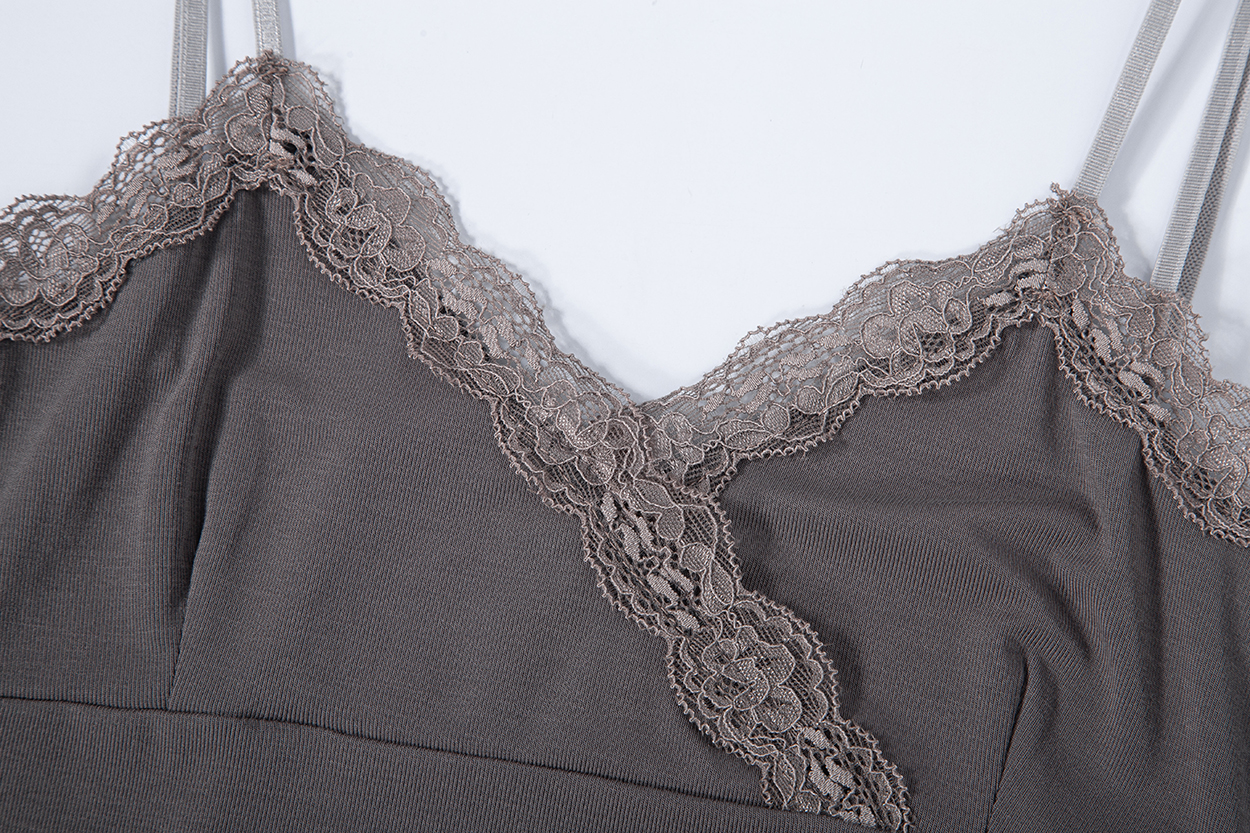 PLEASENOFOLLOW FLORA LACE SLEEVELESS TOP - 9 COLORS GREY