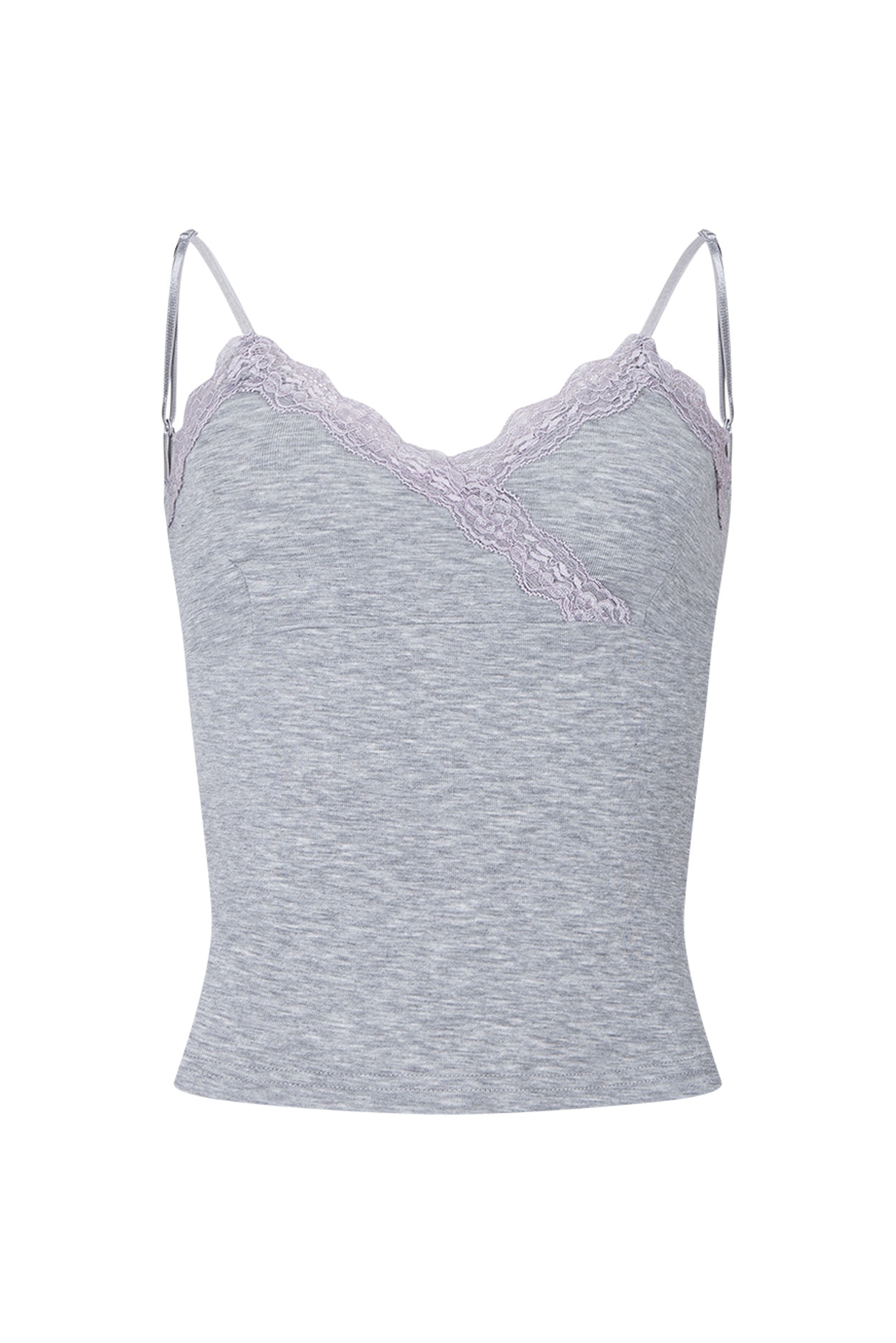 PLEASENOFOLLOW FLORA LACE SLEEVELESS TOP - 9 COLORS MELANGE GREY