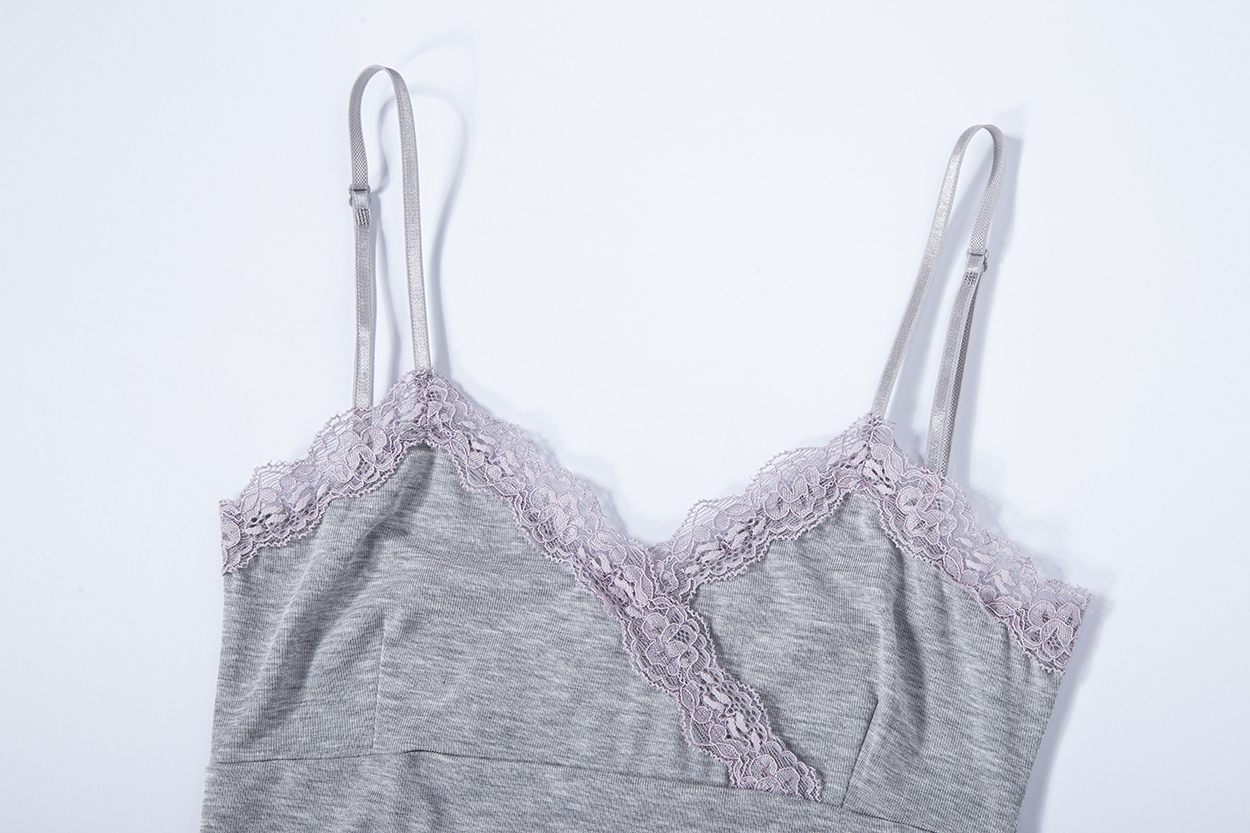 PLEASENOFOLLOW FLORA LACE SLEEVELESS TOP - 9 COLORS MELANGE GREY