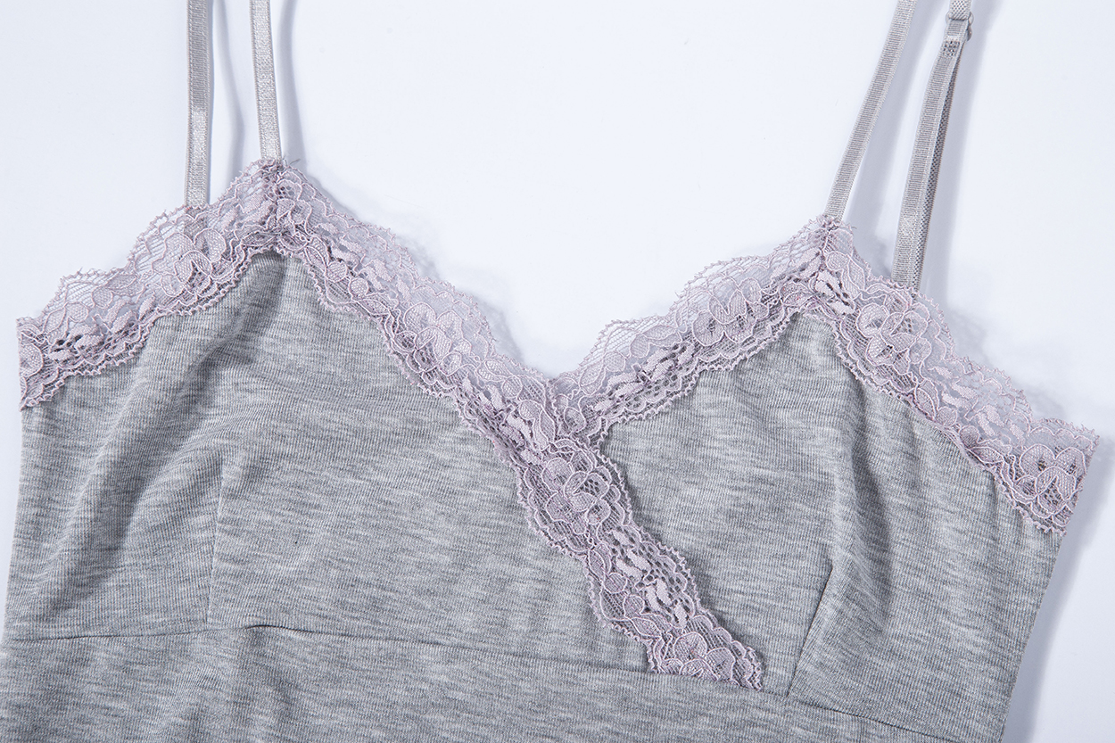 PLEASENOFOLLOW FLORA LACE SLEEVELESS TOP - 9 COLORS MELANGE GREY