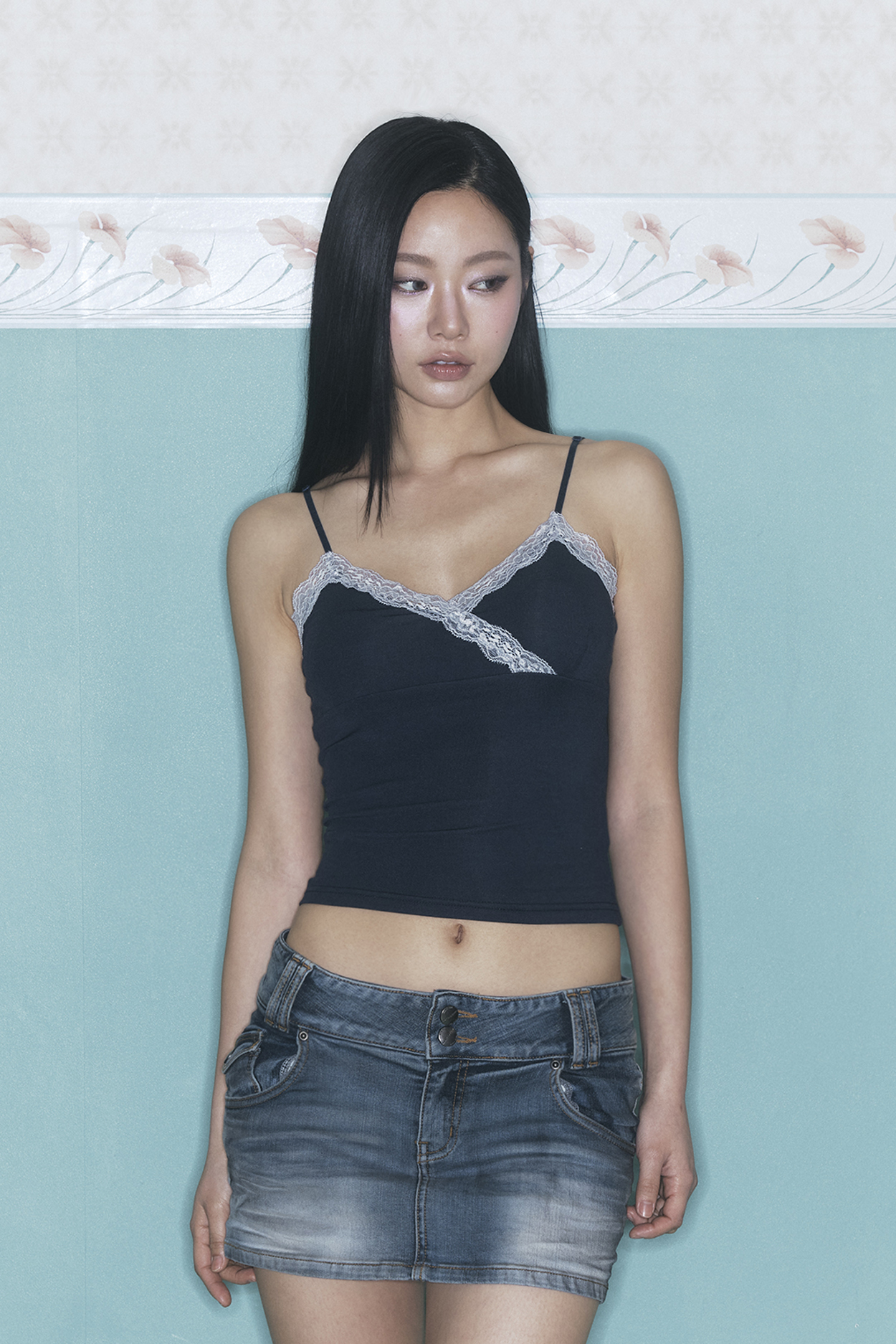 PLEASENOFOLLOW FLORA LACE SLEEVELESS TOP - 9 COLORS NAVY