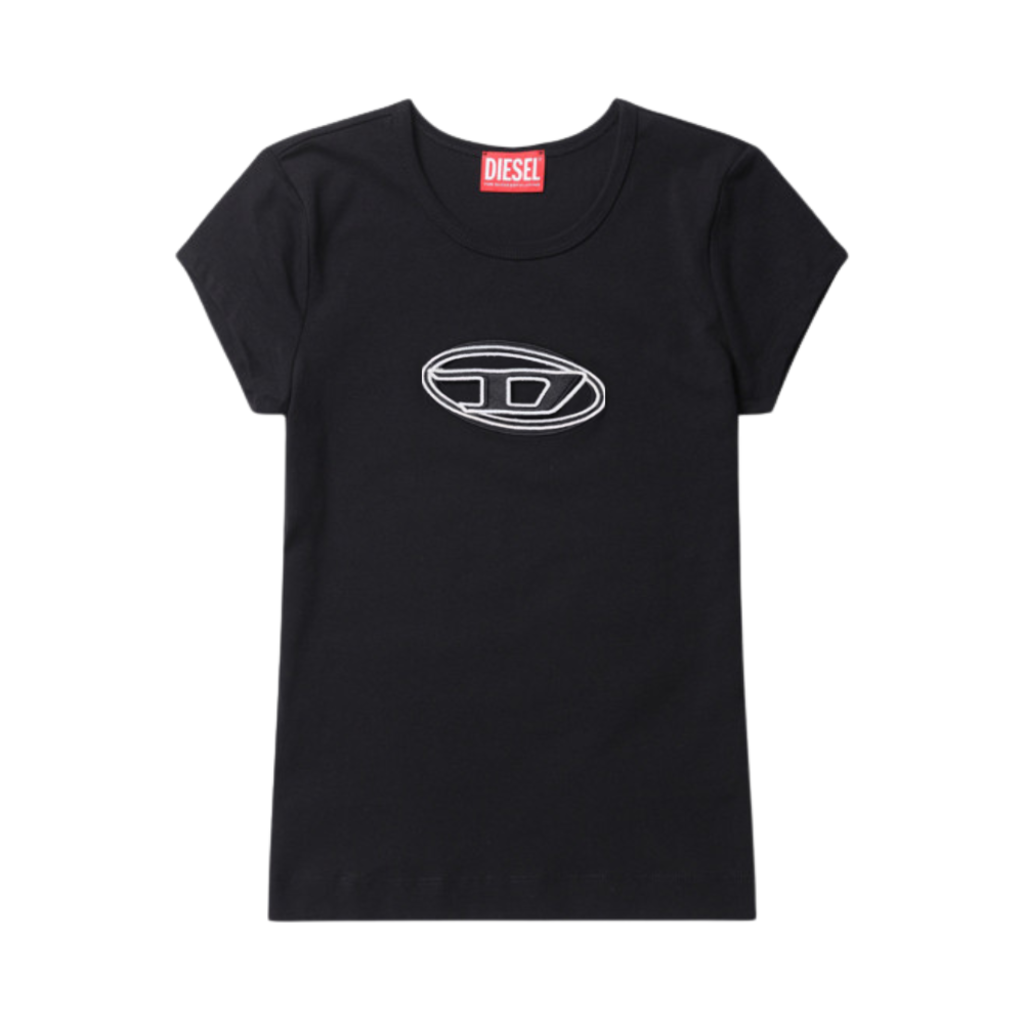 新品 DIESEL T-Angie Peekaboo Logo 黒 W) ディーゼル T-アンジ ピーカブー ロゴ Tシャツ ブラック XS Diesel