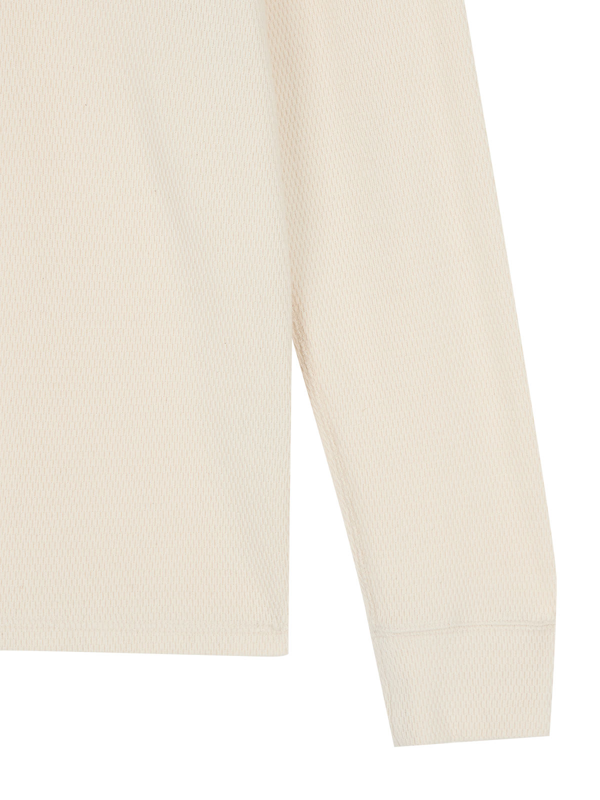 Waffle Henley Long-Sleeve T-shirt Ivory - TAILDERN