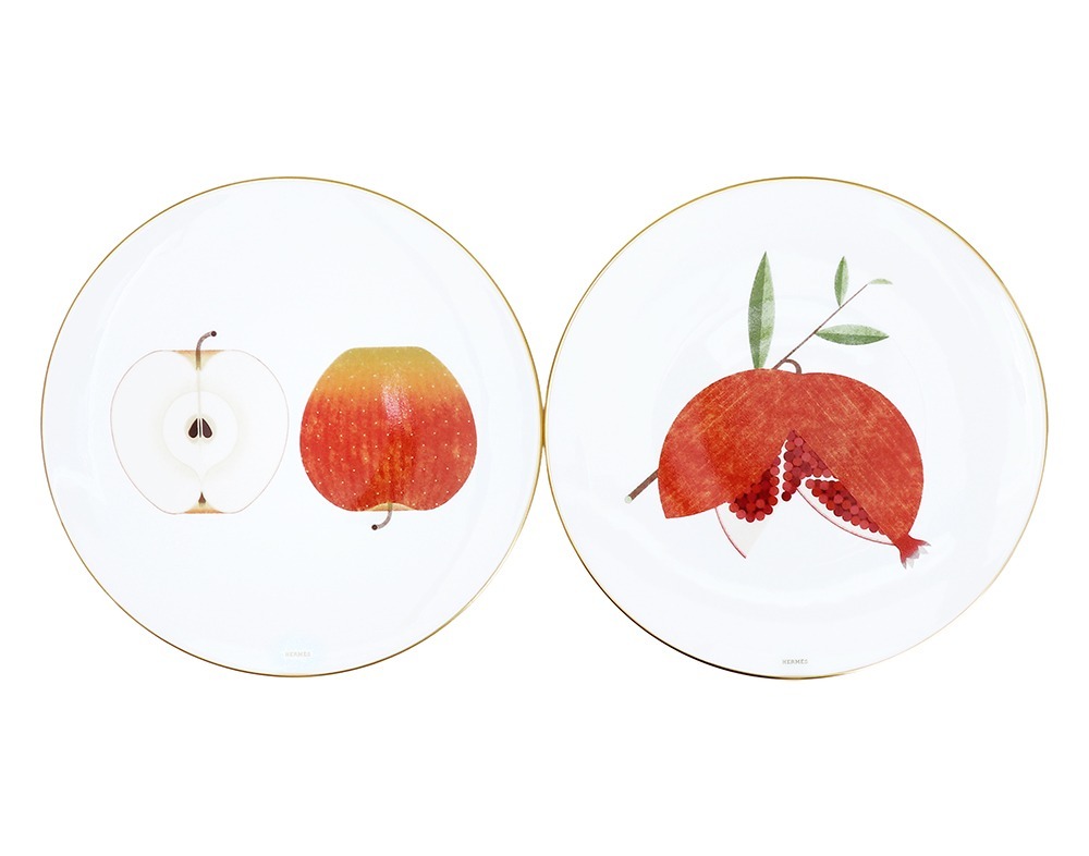 에르메스 카오루미 디저트 플레이트 애플 앤 포메그레네이트 Set