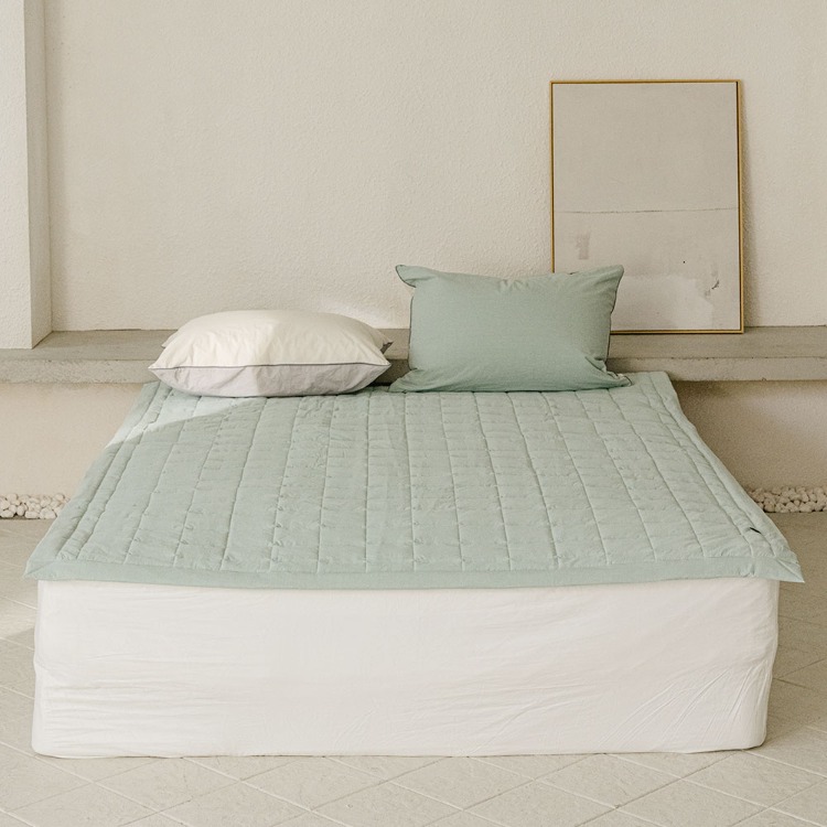 Scotch 60-count High-density Washed Cotton Fitted Bed Pad mint Super Single / Queen / King