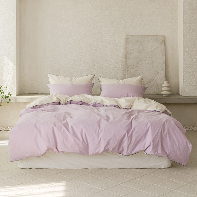 Scotch 60-count High-density Washed Cotton Duvet Cover Violet Single / Queen / King