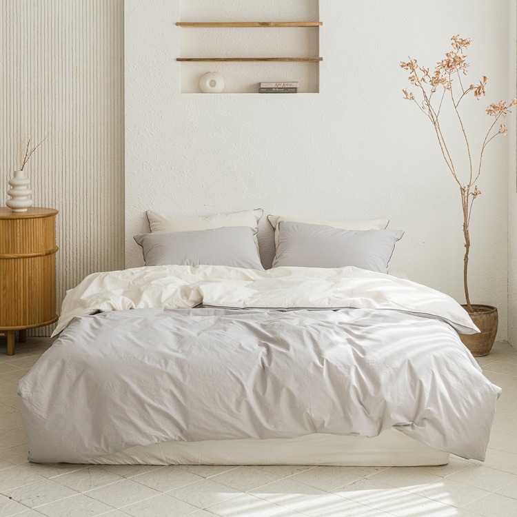 Scotch 60-count High-density Washed Cotton Duvet Cover grey Single / Queen / King