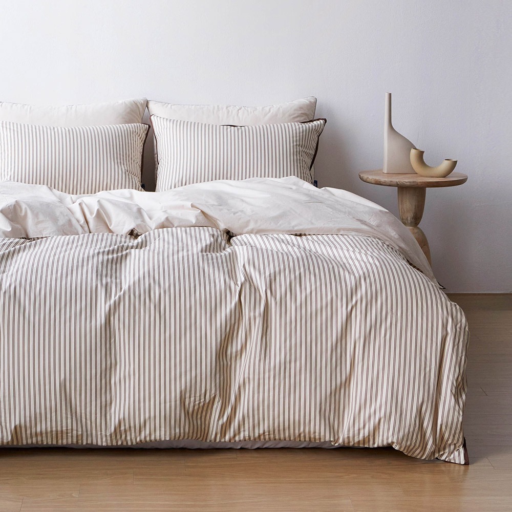 Rocky 60-count High-density Organic Reversible Duvet Cover beige Single