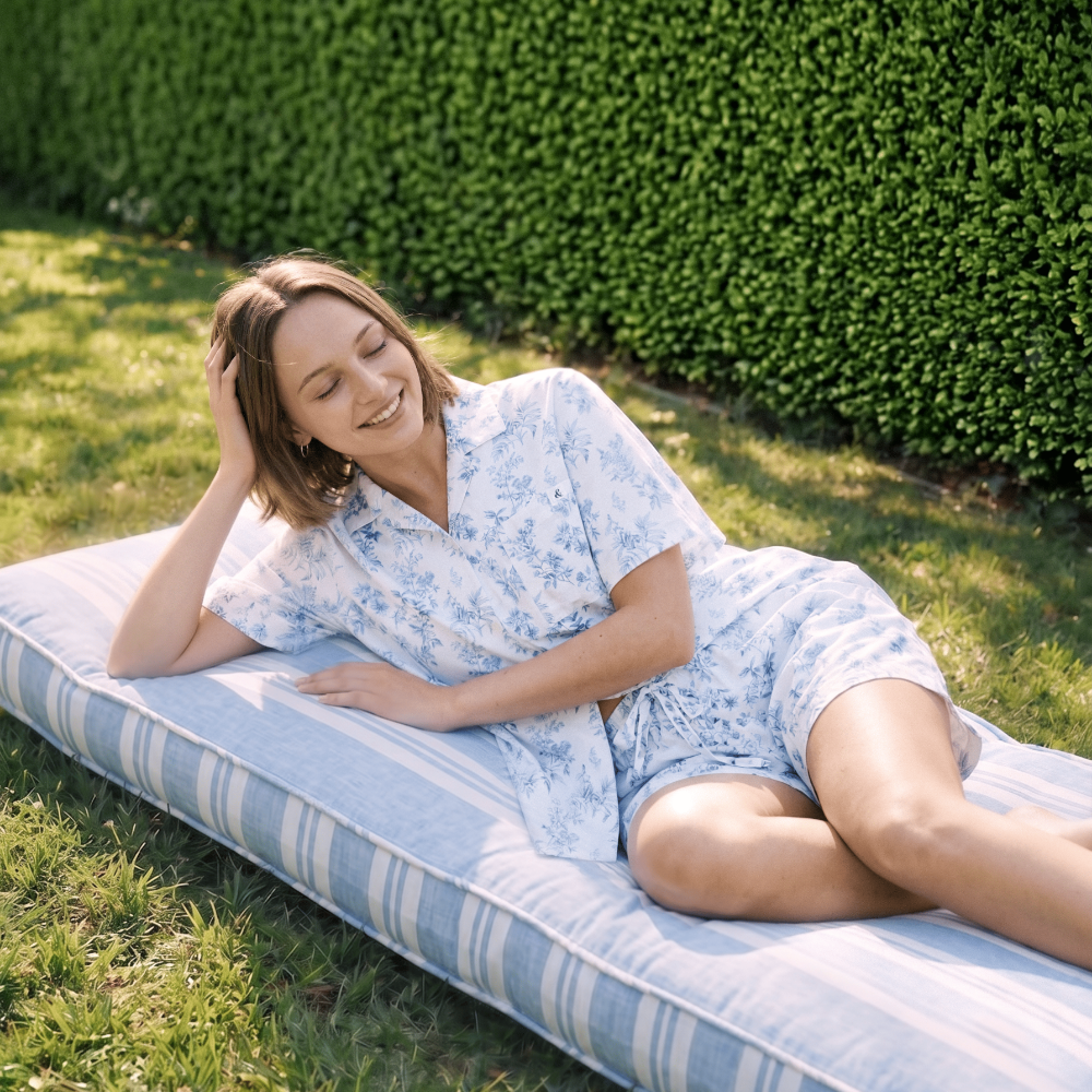 Floaty Toile Short-sleeve Pyjama set blue