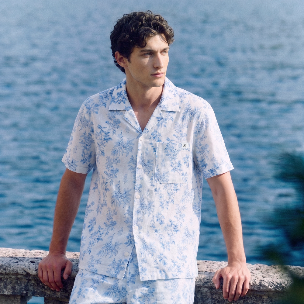 Floaty Toile Short-sleeve Pyjama set blue