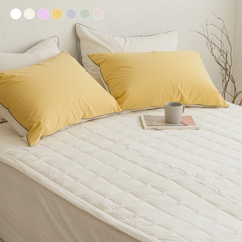 Scotch 60-count High-density Washed Cotton Fitted Bed Pad Super Single / Queen / King (7 Color)