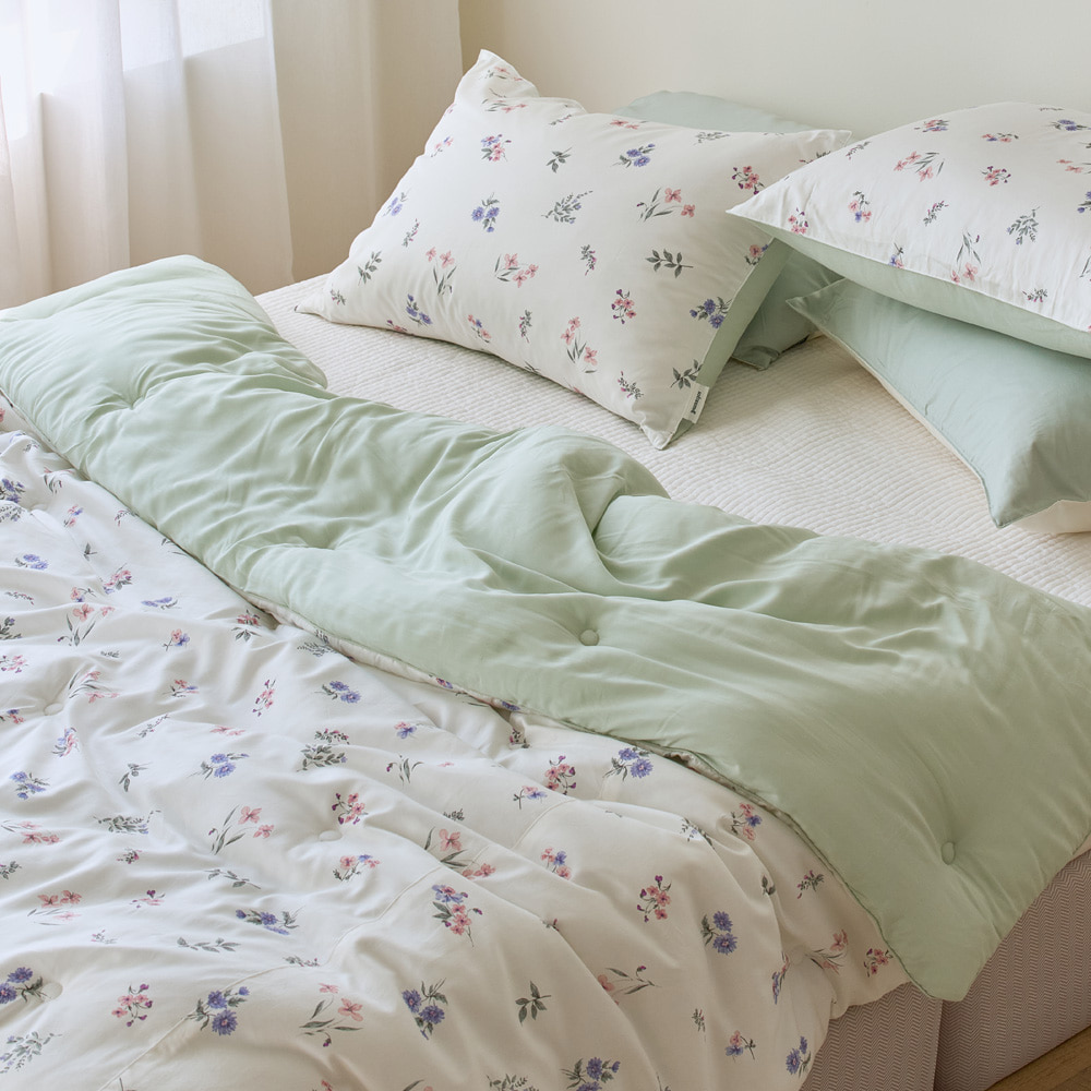 Mauve Garden Flower 40-count Cotton-Modal Comforter green Single / Queen