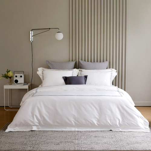 Positano 100 Sateen Cotton Duvet Cover & Pillow Set light grey Single / Queen / King