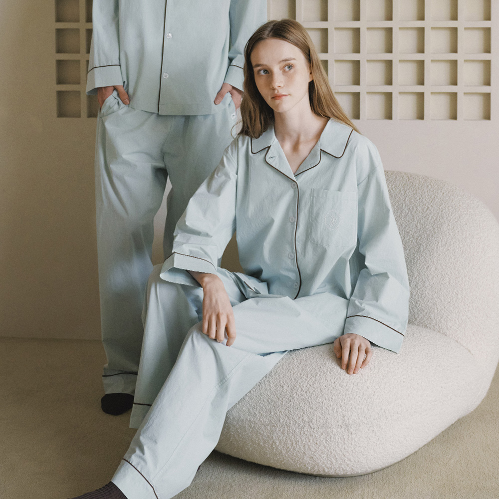 Essential Washed Long-sleeve Pyjama set mint