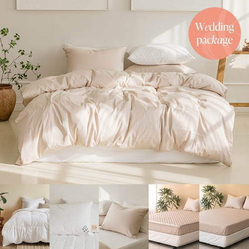 Polish 80 Goose-down Duvet Insert + Sareureu Cotton-Modal grass set beige Single / Queen / King