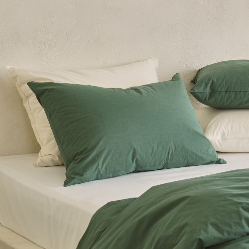 Daily Cotton 60-count Bio-washed Pillow Cover deep green 50x70