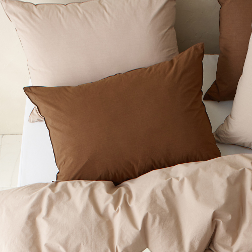 Daily Cotton 60-count Bio-washed Pillow Cover brown 50x70