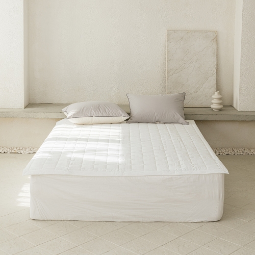 Scotch 60-count High-density Washed Cotton Fitted Bed Pad white Super Single / Queen / King