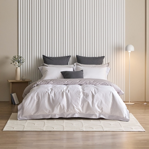 Doson Egyptian 60-count Sateen Cotton Hotel Duvet Cover & Pillow Set white Single / Queen / King