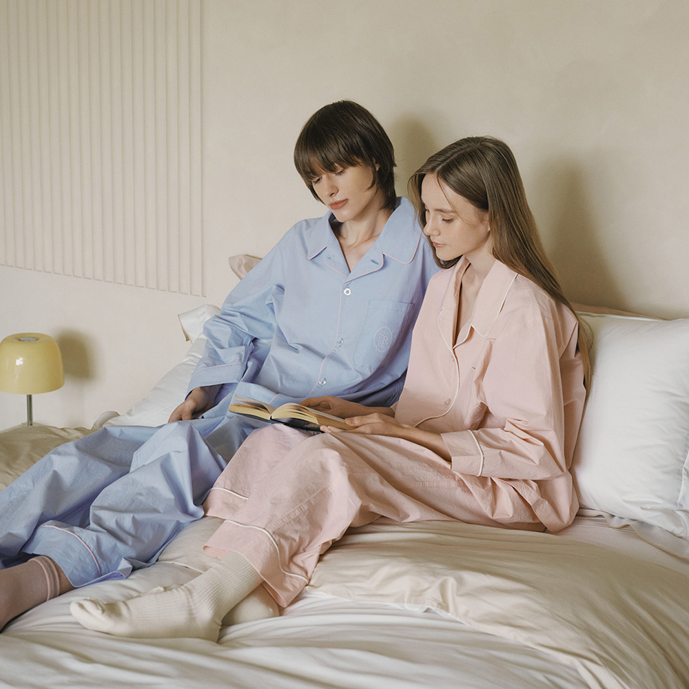 Essential Washed Long-sleeve Pyjama set pink