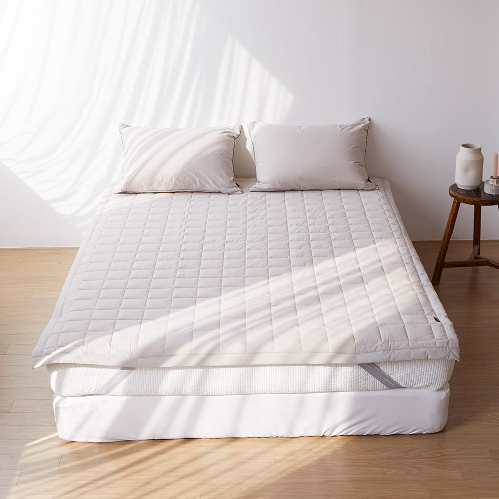 Scotch 60-count High-density Washed Cotton Fitted Bed Pad beige Super Single / Queen / King
