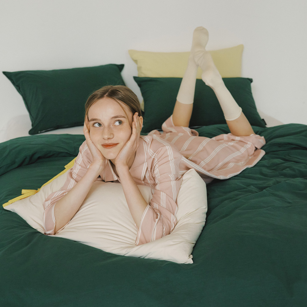 Silk touch stripe Dress Pyjama set pink