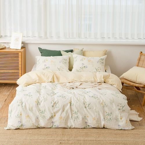 Camille 60-count High-density Washed Pure Cotton Duvet Cover yellow Single / Queen / King