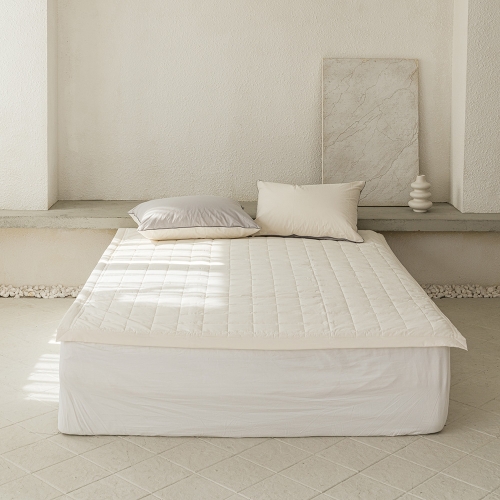 Scotch 60-count High-density Washed Cotton Fitted Bed Pad ivory Super Single / Queen / King