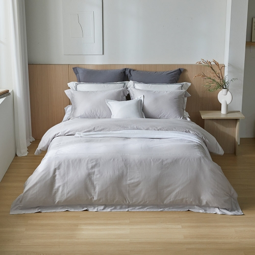 Positano 100 Sateen Cotton Duvet Cover & Pillow Set grey Single / Queen / King