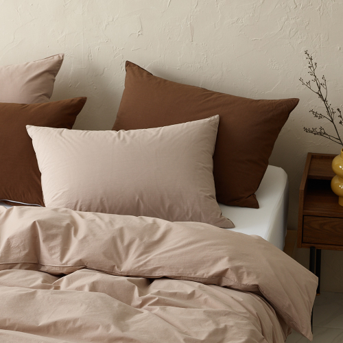 Daily Cotton 60-count Bio-washed Pillow Cover mocha 50x70